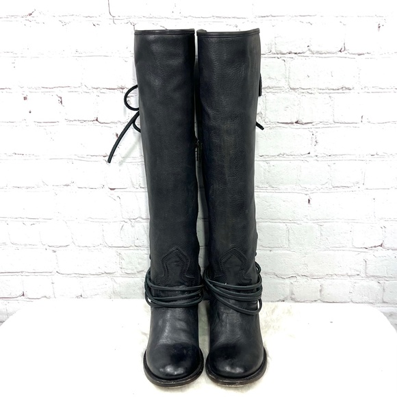 🚫SOLD! 🐎🤠|•FREEBIRD•| Black 'Coal' Lace Up Black Leather & Burgundy Suede🐎 - Picture 8 of 15